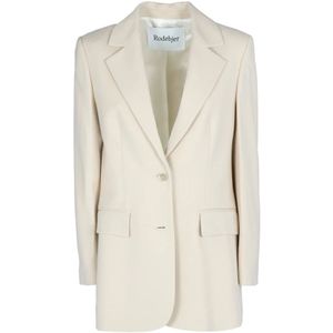 Rodebjer, Jassen, Dames, Beige, S, Viola Viscose Blazer met Peak Revers