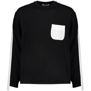 Ambush, Truien, Heren, Zwart, S, Katoen, Geribbelde Crew-neck Sweater met Logo Bands