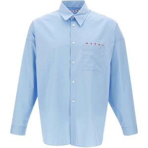 Marni, Overhemden, Heren, Blauw, XL, Katoen, Casual Shirts
