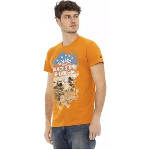 Trussardi, Tops, Heren, Oranje, M, Katoen, Oranje Katoenen T-Shirt met Voorprint