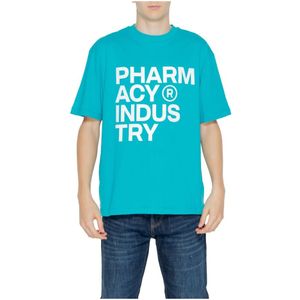 Pharmacy Industry, Tops, Heren, Blauw, S, Katoen, Heren T-shirt Lente/Zomer Collectie