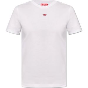 Diesel, ‘T-Reg’ T-shirt met logo Wit, Dames, Maat:L