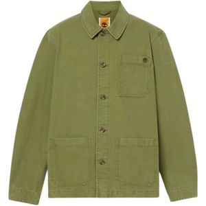 Timberland, Katoenen jas met zakken Groen, Heren, Maat:XL