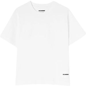 Jil Sander, 3 Pack Korte Mouw T-Shirt Wit, Heren, Maat:M