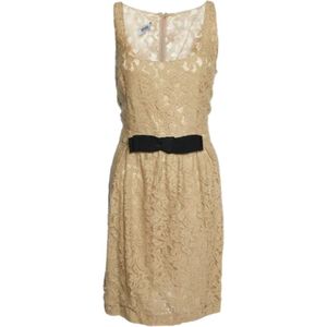 Moschino Pre-Owned, Pre-owned, Dames, Beige, L, Tweed, Pre-owned Lace dresses