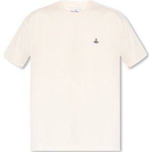 Vivienne Westwood, T-shirt met logo Beige, Heren, Maat:3XL