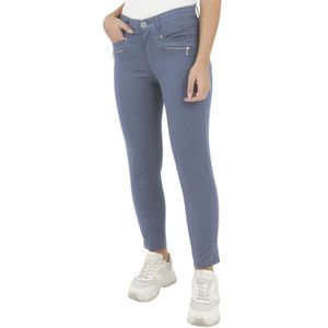 2-Biz, Radia Light Denim Slim-Fit Cropped Broek met Ritsdetails Blauw, Dames, Maat:XS