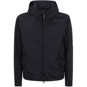 C.p. Company, Jassen, Heren, Zwart, XL, Blauwe Waterafstotende Hoodie Jas