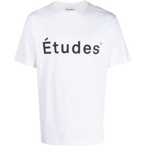 Études, Tops, Heren, Wit, XL, Katoen, Biologisch Katoenen Logo Print T-Shirt