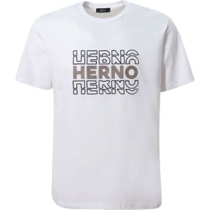Herno, Tops, Heren, Wit, XL, Katoen, Witte T-shirt met letterprint