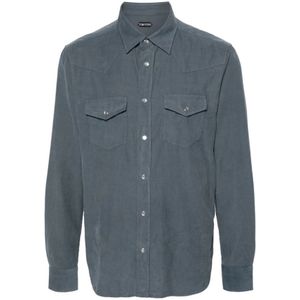 Tom Ford, Overhemden, Heren, Blauw, L, Blauwe Western Style Overhemden