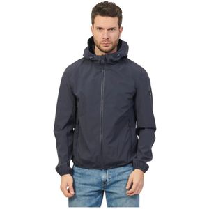 YES Zee, Blauwe Softshell Hoodie Jas Blauw, Heren, Maat:L