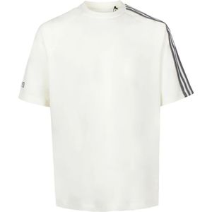 Y-3, Tops, Heren, Wit, L, Katoen, Closure Jersey T-shirt met 3-Stripes Logo