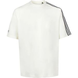 Y-3, Tops, Heren, Wit, XL, Katoen, Closure Jersey T-shirt met 3-Stripes Logo