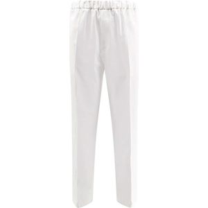 Jil Sander, Broeken, Heren, Wit, L, Katoen, Witte Katoenen Broek met Elastische Tailleband