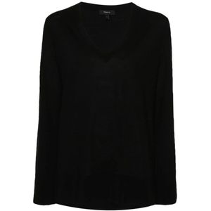 Theory, Regal V-Neck Sweater Zwart, Dames, Maat:L