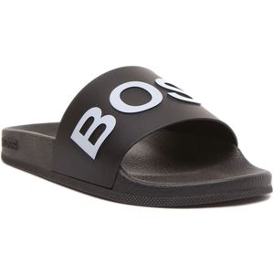 Hugo Boss, Schoenen, Heren, Zwart, 43 EU, Zwart Wit Bay Slippers Mannen