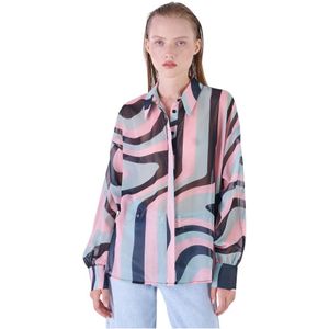 Silvian Heach, Blouses & Shirts, Dames, Veelkleurig, XL, Polyester, Multicolor Doorschijnende Blouse met Lange Mouwen