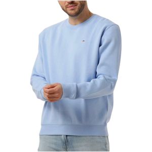 Tommy Jeans, Sweatshirts & Hoodies, Heren, Blauw, L, Blauwe Fleece C Neck Sweater