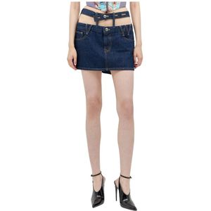 Vivienne Westwood, Rokken, Dames, Blauw, W28, Denim, Logo-Silhouette Denim Rok