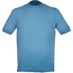 Alpha Studio, Turquoise Reverse Cold Ribbed T-shirt Blauw, Heren, Maat:L