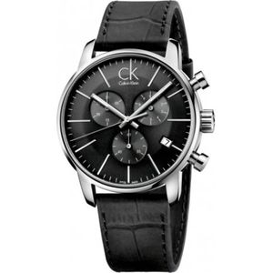 Calvin Klein, Elegant Quartz Horloge met Zwarte Wijzerplaat en Leren Band Zwart, Dames, Maat:ONE Size