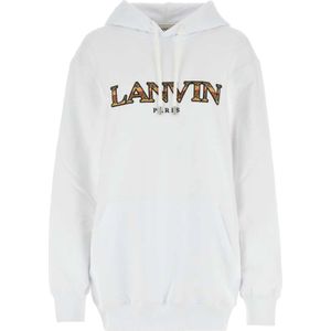 Lanvin, Sweatshirts & Hoodies, Dames, Wit, S, Katoen, Witte katoenen Hoodie