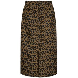 Copenhagen Muse, Leora Denim Rok met Luipaardprint Bruin, Dames, Maat:L