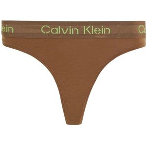 Calvin Klein, Ondergoed, Dames, Beige, M, Katoen, String Bikini - Stretch Marrons