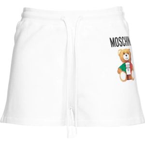 Moschino, Hoge Taille A-Lijn Mini Shorts Wit, Dames, Maat:S