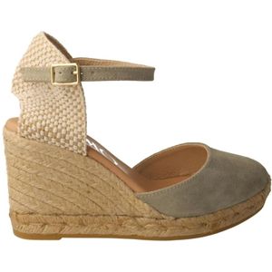 Gaimo, Schoenen, Dames, Veelkleurig, 39 EU, Suède, Groene Suède Sleehak Espadrilles voor Vrouwen