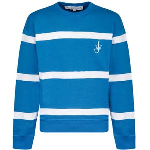 JW Anderson, Sweatshirts & Hoodies, Heren, Veelkleurig, L, Katoen, Blauw Gestreepte Sweatshirt