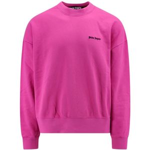Palm Angels, Oversized Roze Sweatshirt, Gemaakt in Italië Roze, Heren, Maat:S