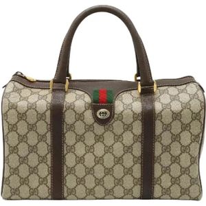 Gucci Vintage, Tweedehands Canvas handtassen Beige, Dames, Maat:ONE Size