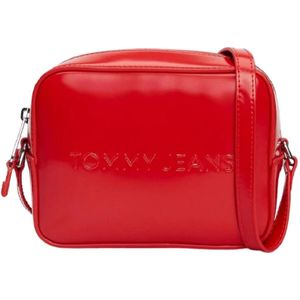 Tommy Jeans, Tassen, Dames, Rood, ONE Size, Leer, Rode Sportieve Kleine Tas