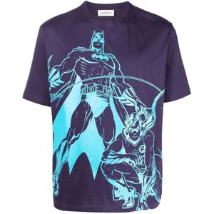 Lanvin, Tops, Heren, Paars, M, Katoen, Batman Grafisch Bedrukt T-shirt