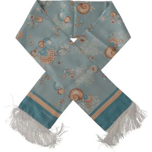 Dolce & Gabbana, Accessoires, Heren, Blauw, ONE Size, Blauwe Zijden Sjaal met Schelpenprint