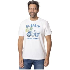 MC2 Saint Barth, Tops, Heren, Wit, L, Katoen, Vespa Friend T-shirt