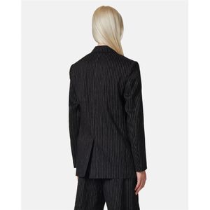 Iceberg, Jassen, Dames, Zwart, XL, Katoen, Zwart-witte pinstripe jas