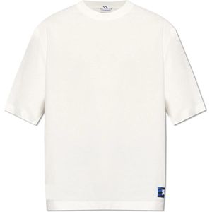 Burberry, Tops, Heren, Wit, XL, Katoen, T-shirt van biologisch katoen