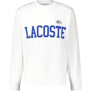 Lacoste, Sweatshirts & Hoodies, Heren, Wit, L, Label Print Crew Neck Sweater