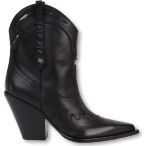 Elena Iachi, Schoenen, Dames, Zwart, 38 EU, Leer, Studded Black Leather Boots