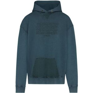 Maison Margiela, Sweatshirts & Hoodies, Heren, Blauw, L, Katoen, Blauwe Oversized Hoodie Sweater