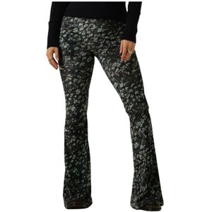 Catwalk Junkie Gebloemde High Waist Flared Legging Mary Donkergroen/ Zwart