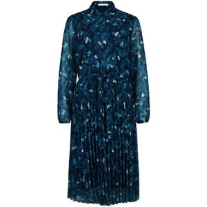 Betty & Co, Kleedjes, Dames, Blauw, M, Geplooide Midi Jurk