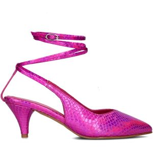 Toral, Schoenen, Dames, Roze, 36 EU, Leer, Fuchsia Croco Leren Wrap Pump