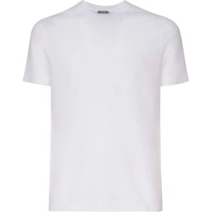Zanone, Tops, Heren, Wit, 2Xl, Katoen, Witte Katoenen T-shirt Korte Mouwen