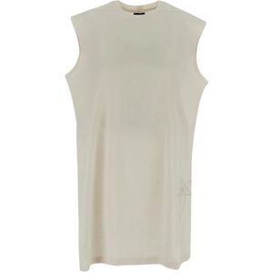 Rick Owens, Tops, Dames, Beige, M, Crème Mouwloos Tarp T-Shirt