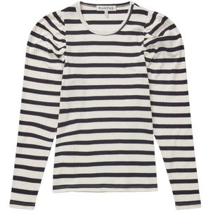 Munthe, Tops, Dames, Veelkleurig, 2Xl, Katoen, Gestreepte Longsleeve Top Marineblauw