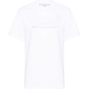 Stella McCartney, Logo Print Witte T-shirts en Polos Wit, Dames, Maat:2XS